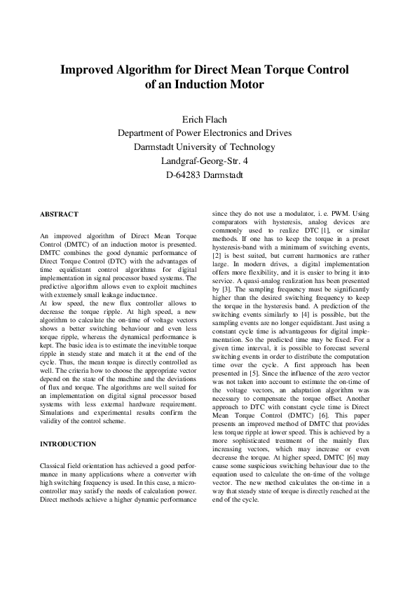 (PDF) Improved algorithm for direct mean torque control of an induction ...