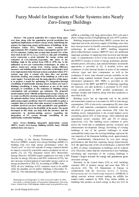 (PDF) Fuzzy Model for Integration of Solar Systems into Nearly Zero ...