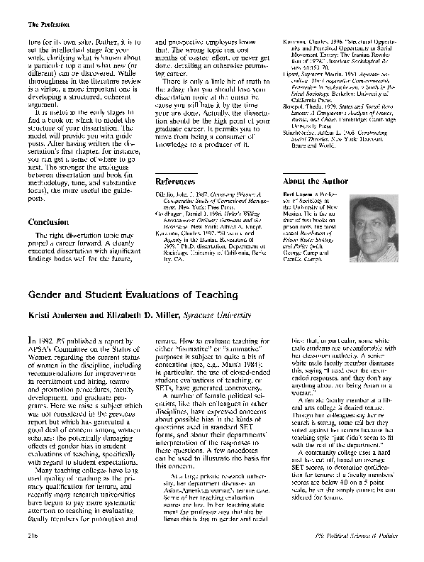 (PDF) Gender and Student Evaluations of Teaching