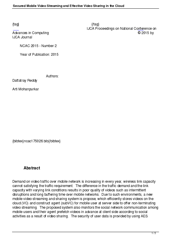 (PDF) Secured Mobile Video Streaming and Effective Video Sharing in the ...