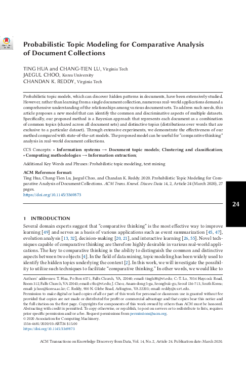 (PDF) Probabilistic Topic Modeling for Comparative Analysis of Document ...