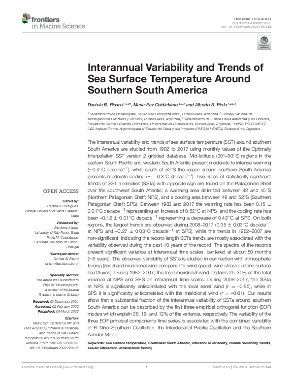 (PDF) Interannual Variability and Trends of Sea Surface Temperature ...