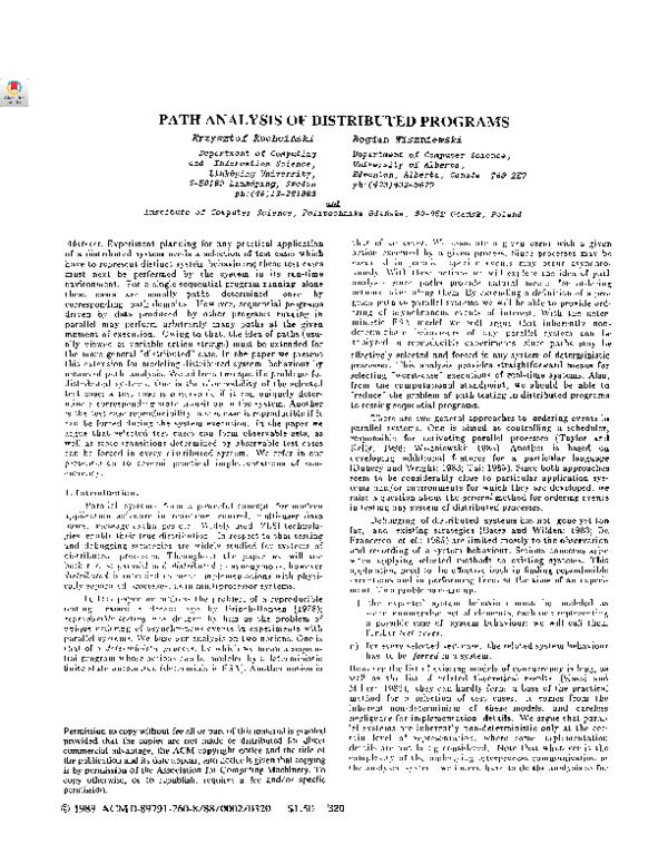 (PDF) Path analysis of distributed programs