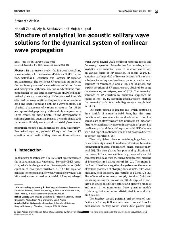 (PDF) Structure of analytical ion-acoustic solitary wave solutions for ...