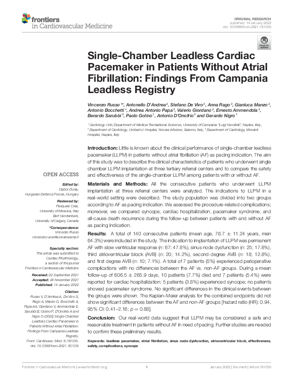 (PDF) Single-Chamber Leadless Cardiac Pacemaker in Patients Without ...