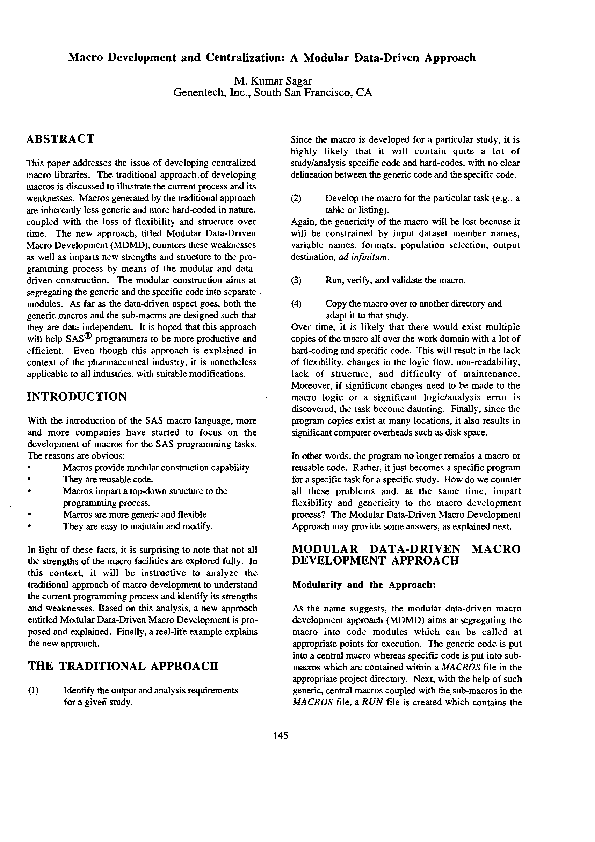 (PDF) Macro Development and Centralization: A Modular Data-Driven Approach