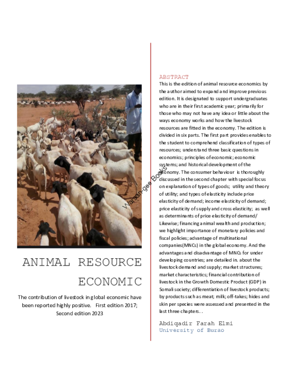 (PDF) ANIMAL RESOURCE ECONOMIC