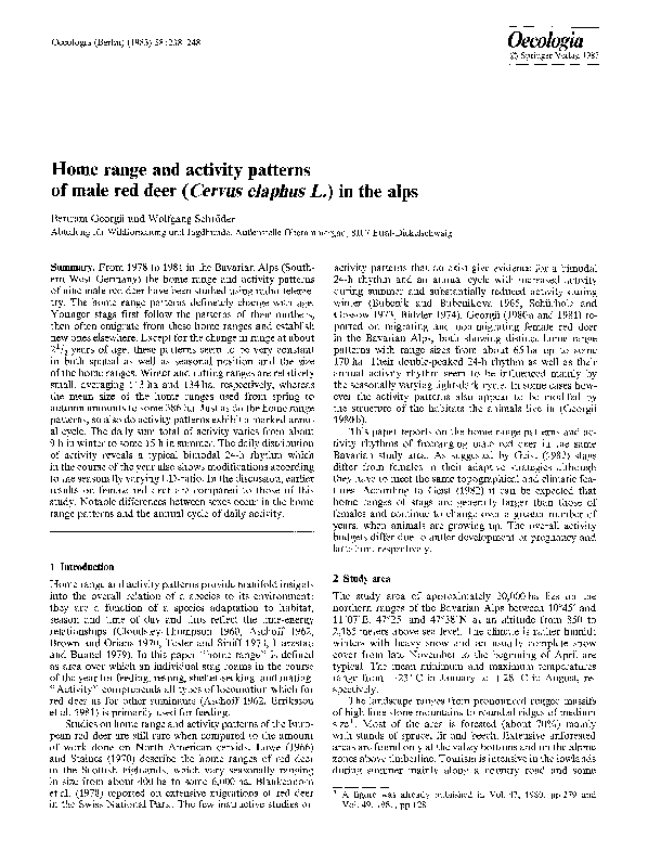 (PDF) Home range and activity patterns of male red deer (Cervus elaphus ...