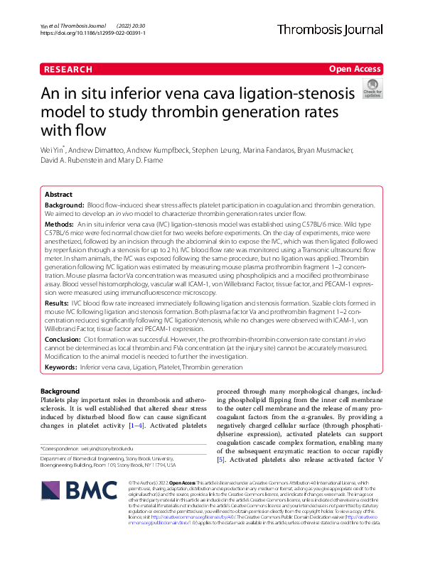 (PDF) An in situ inferior vena cava ligation-stenosis model to study ...