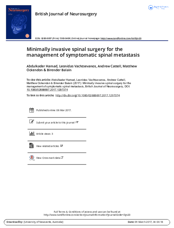 (PDF) Minimally invasive spinal surgery for the management of ...