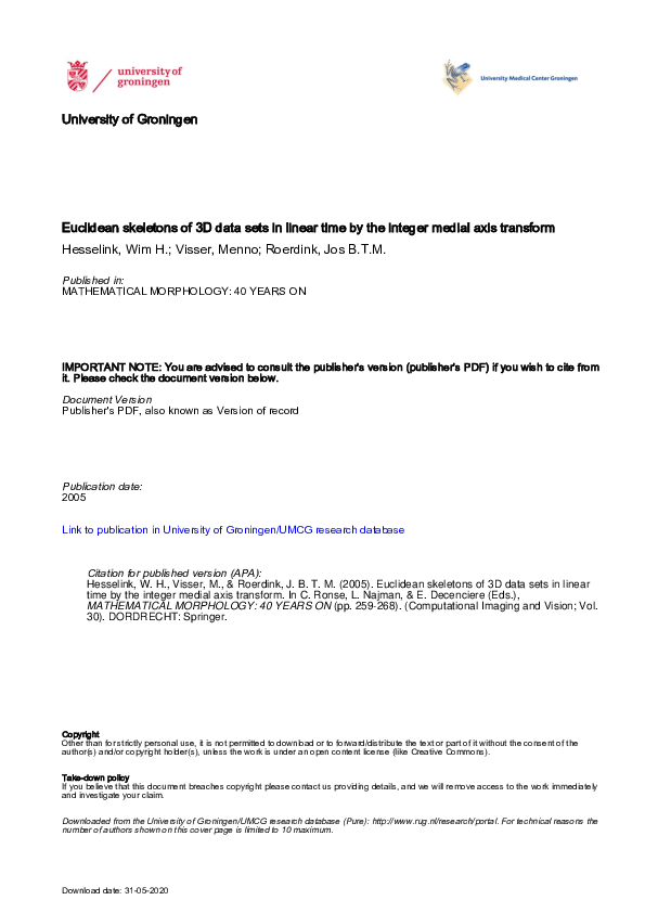 (PDF) Mathematical Morphology: 40 Years on