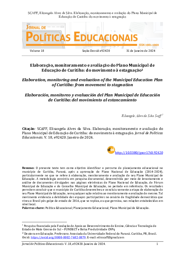 (PDF) Elaboração, monitoramento e avaliação do Plano Municipal de ...