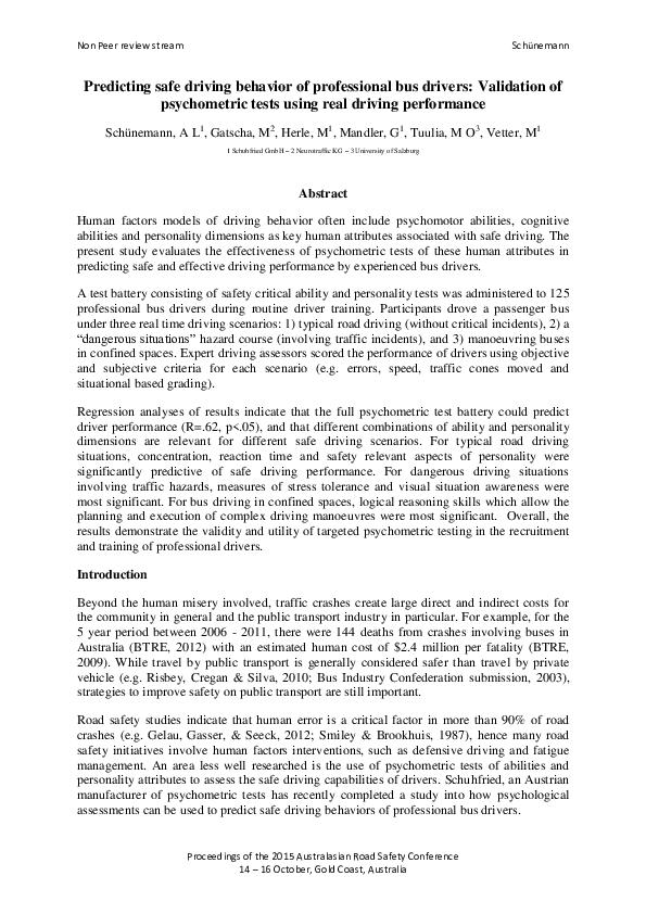 (PDF) Predicting safe driving behavior of professional bus drivers ...