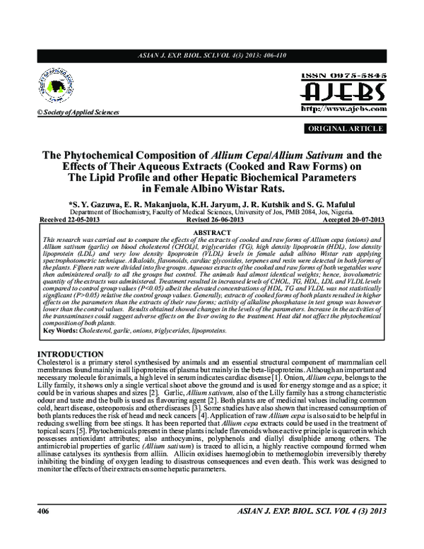 (PDF) The Phytochemical Composition of Allium Cepa/Allium Sativum and ...