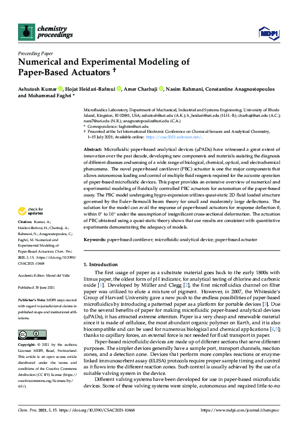 (PDF) Numerical and Experimental Modeling of Paper-Based Actuators