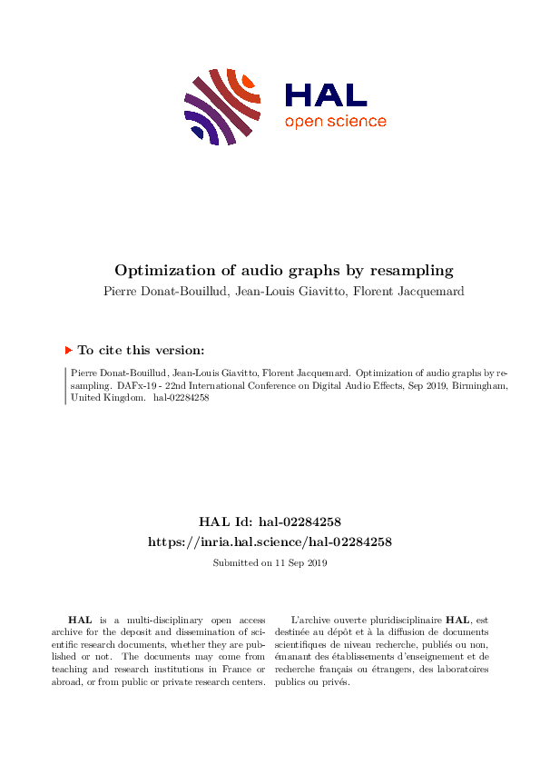 (PDF) Optimization of audio graphs by resampling