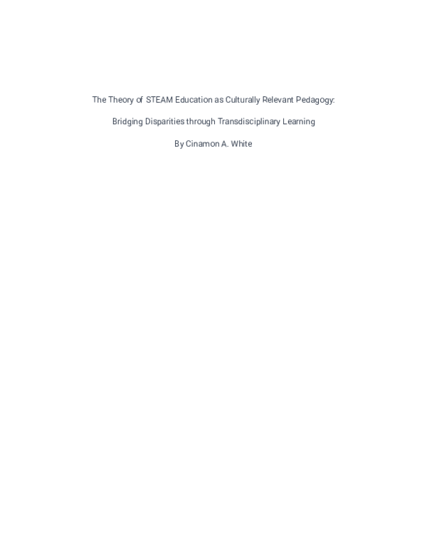 (PDF) The Theory of STEAM Education as Culturally Relevant Pedagogy ...