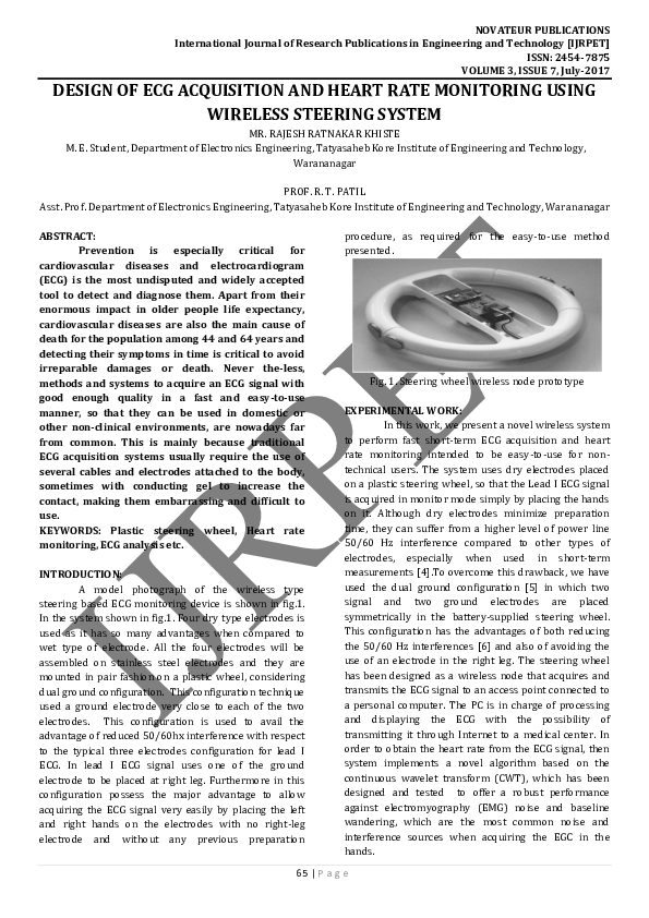 (PDF) Design Of Ecg Acquisition And Heart Rate Monitoring Using ...