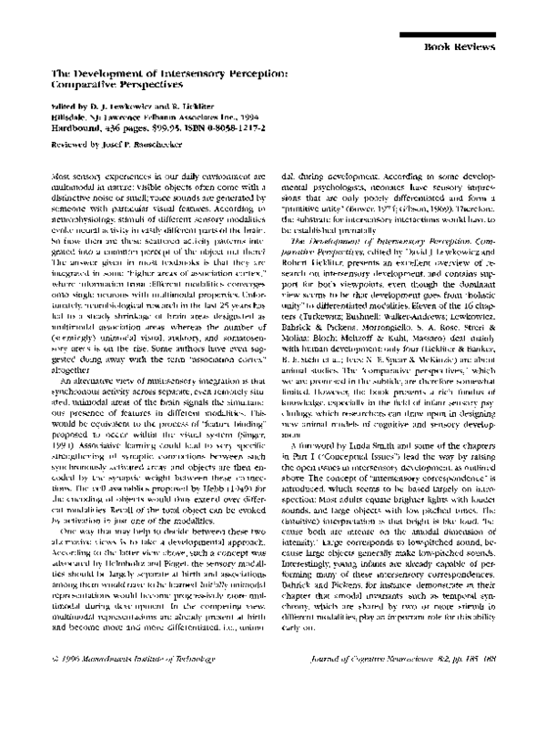 (PDF) The Development of Intersensory Perception: Comparative Perspectives