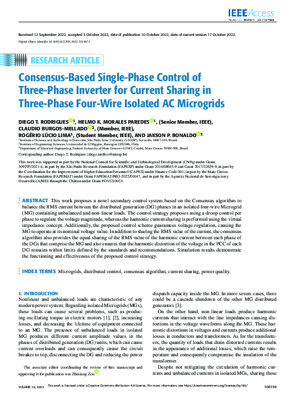 (PDF) Consensus-Based Single-Phase Control of Three-Phase Inverter for ...