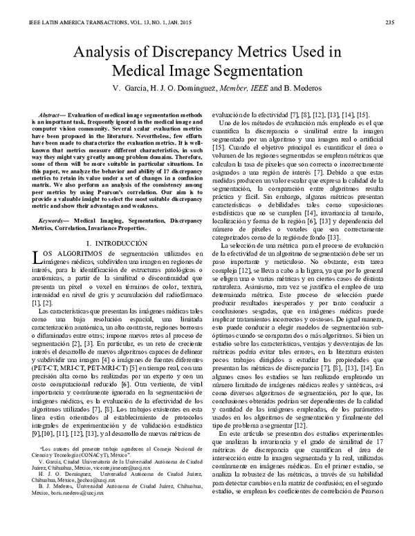 (PDF) Analysis of Discrepancy Metrics Used in Medical Image Segmentation