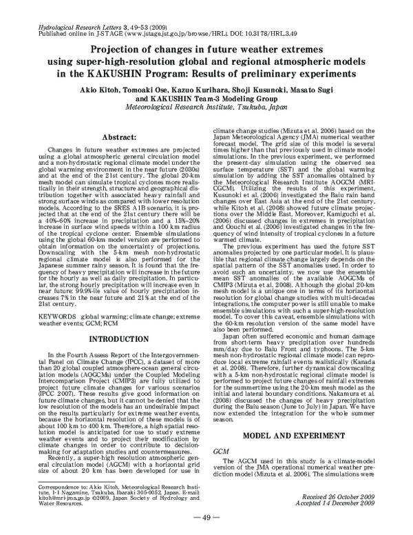 (PDF) Projection of changes in future weather extremes using super-high ...