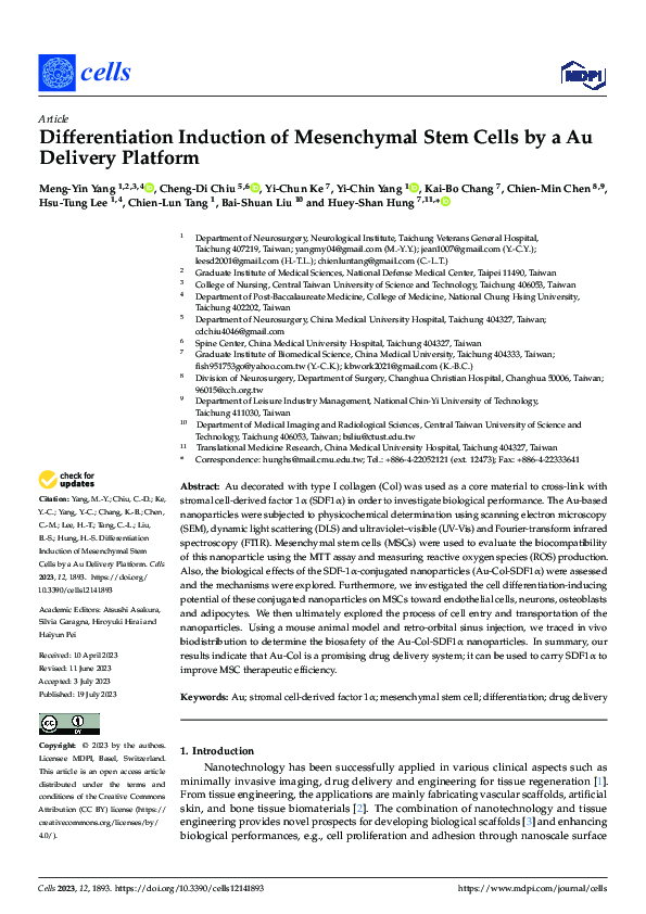 (PDF) Differentiation Induction of Mesenchymal Stem Cells by a Au ...