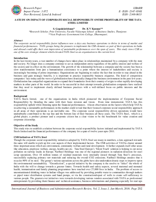 (PDF) A Study on the Impact of Corporate Social Responsibility on ...