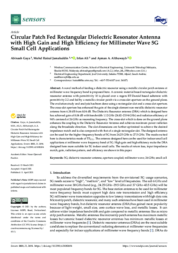 (PDF) Circular Patch Fed Rectangular Dielectric Resonator Antenna with ...