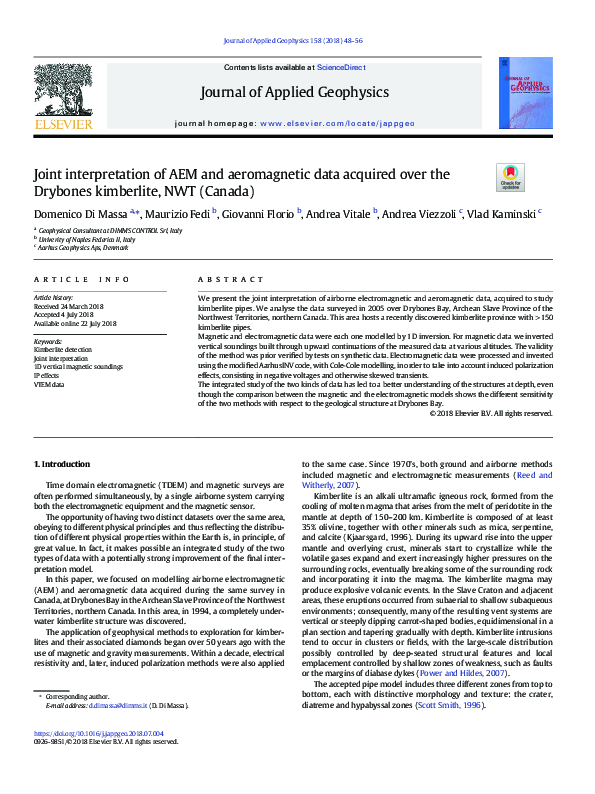 (PDF) Joint Interpretation of AEM and Aeromagnetic Data Acquired over ...