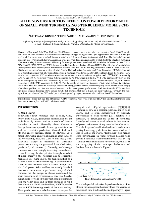 (PDF) BUILDINGS OBSTRUCTION EFFECT ON POWER PERFORMANCE OF SMALL WIND ...