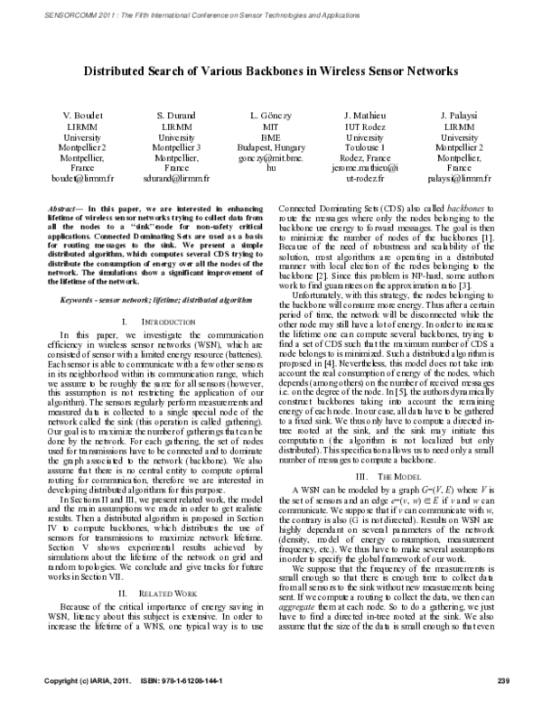 (PDF) Distributed Search of Various Backbones in Wireless Sensor Networks
