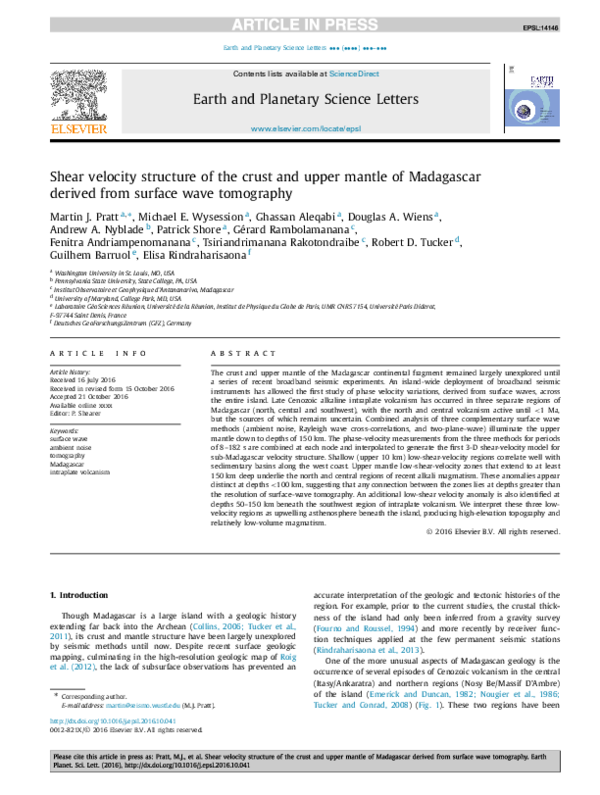 (PDF) Shear Velocity Structure of the Crust and Upper Mantle of North ...