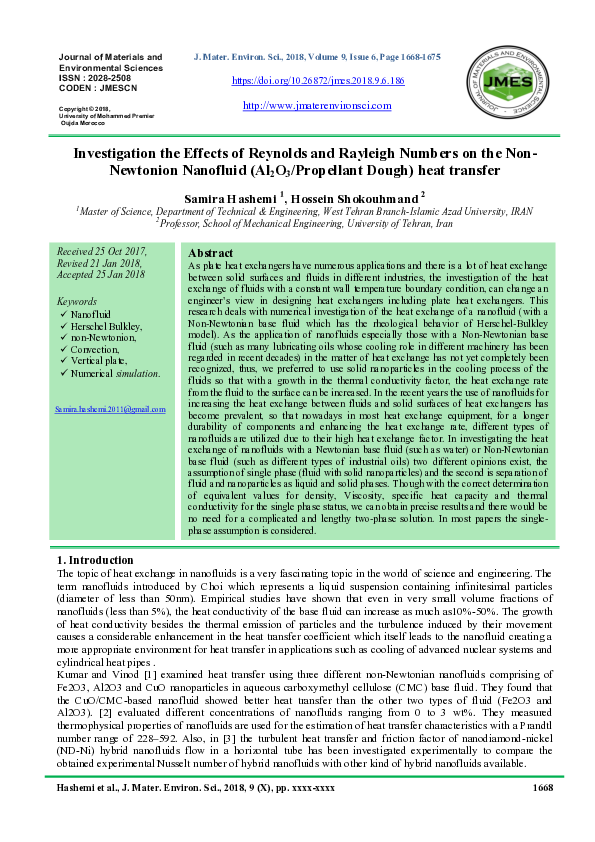 (PDF) Investigation the Effects of Reynolds and Rayleigh Numbers on the ...