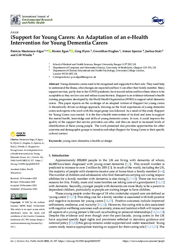 (PDF) iSupport for Young Carers: An Adaptation of an e-Health ...