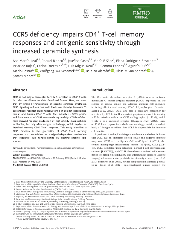 (PDF) CCR 5 deficiency impairs CD 4 + T‐cell memory responses and ...