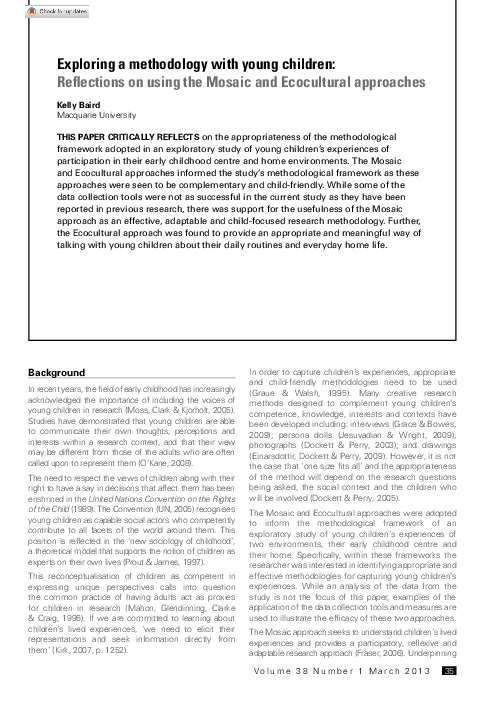 (PDF) Exploring a Methodology with Young Children: Reflections on Using ...