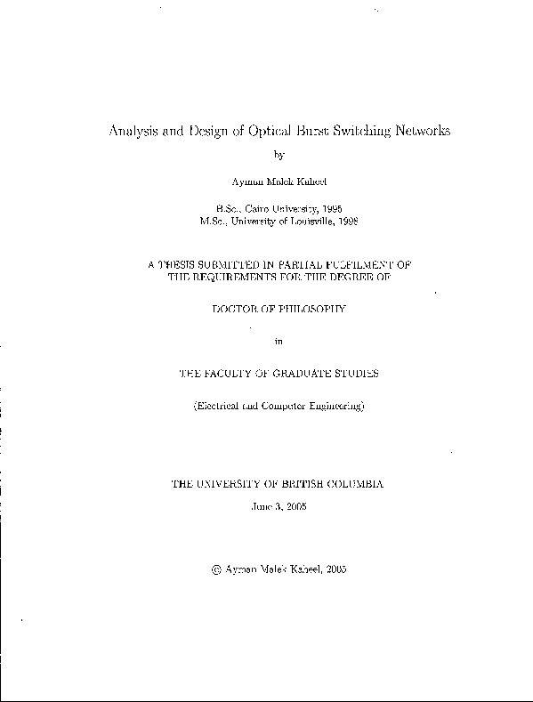 (PDF) Analysis and design of optical burst switching networks | Ayman ...