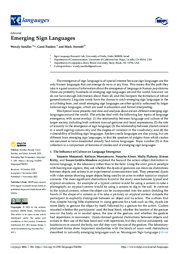 (PDF) Emerging Sign Languages