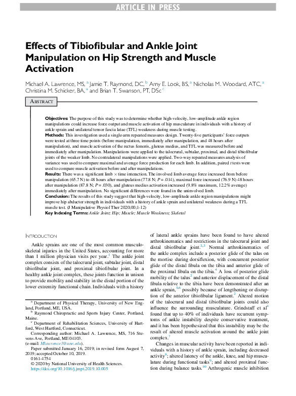 (PDF) Effects of Tibiofibular and Ankle Joint Manipulation on Hip ...