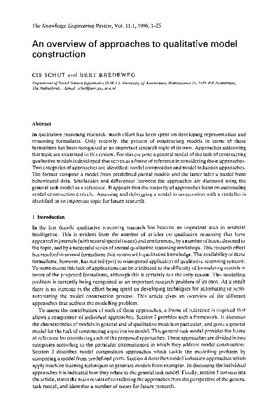 (PDF) An overview of approaches to qualitative model construction