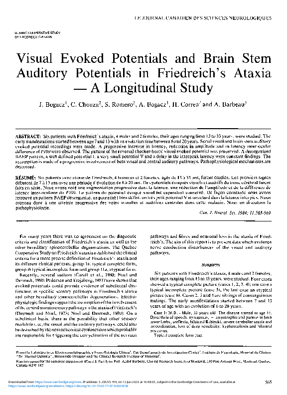 (PDF) Visual evoked potentials and brain stem auditory potentials in ...