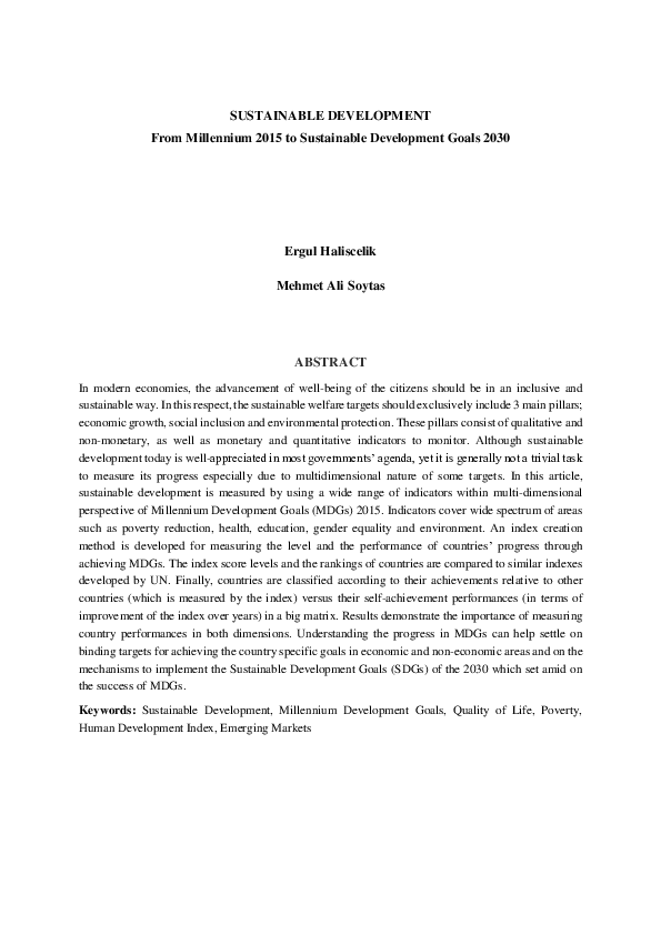 (PDF) Sustainable development from millennium 2015 to Sustainable ...