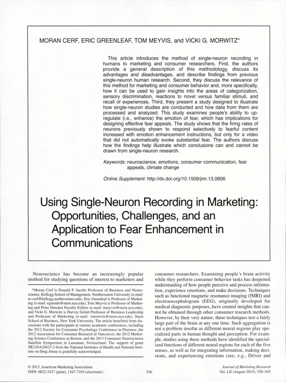 (PDF) Using Single-Neuron Recording in Marketing: Opportunities ...
