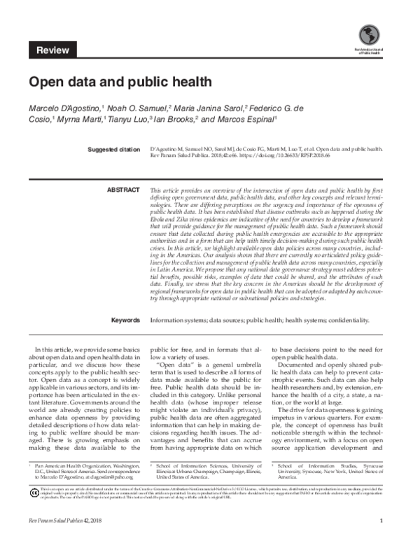 (PDF) Open data and public health