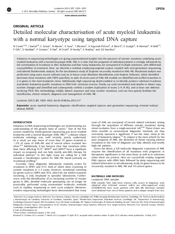 (PDF) Detailed molecular characterisation of acute myeloid leukaemia ...
