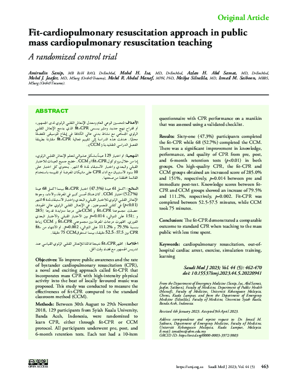 (PDF) Fit-cardiopulmonary resuscitation approach in public mass ...
