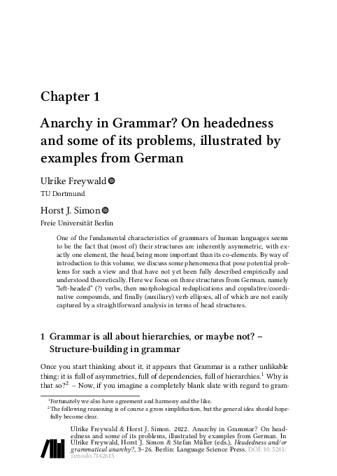 (PDF) Anarchy in grammar? On headedness and some of its problems ...