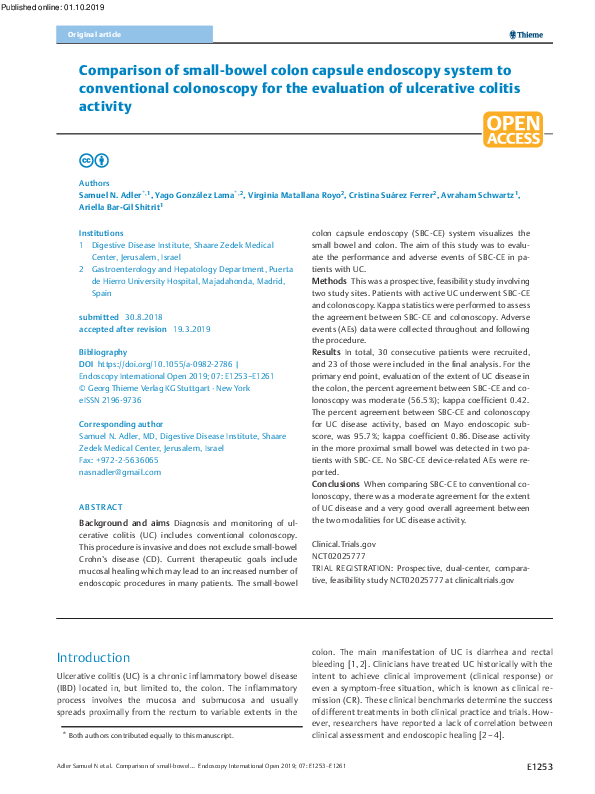 (PDF) Comparison of small-bowel colon capsule endoscopy system to ...