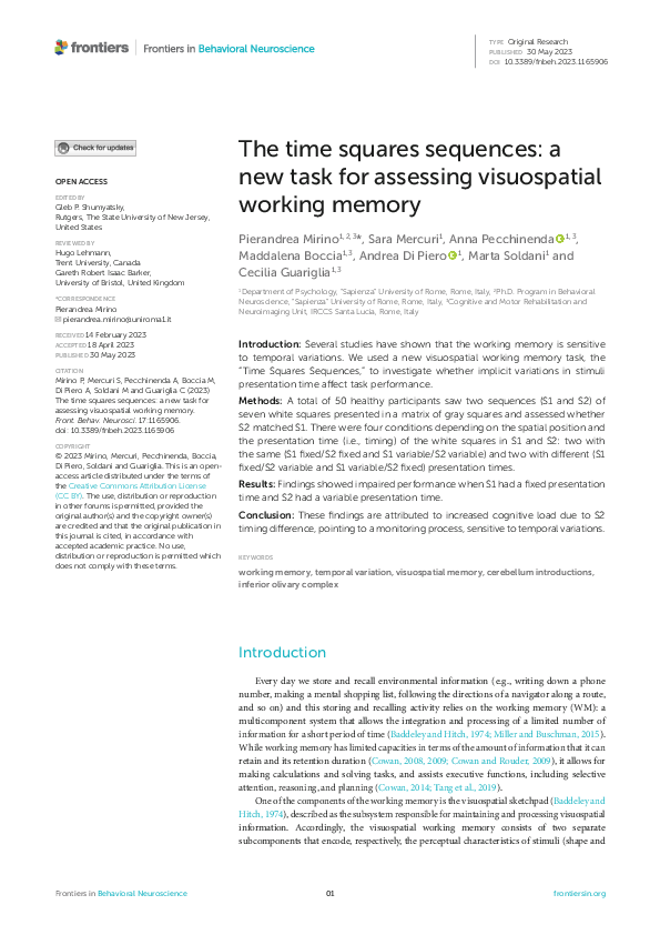 (PDF) The time squares sequences: a new task for assessing visuospatial ...